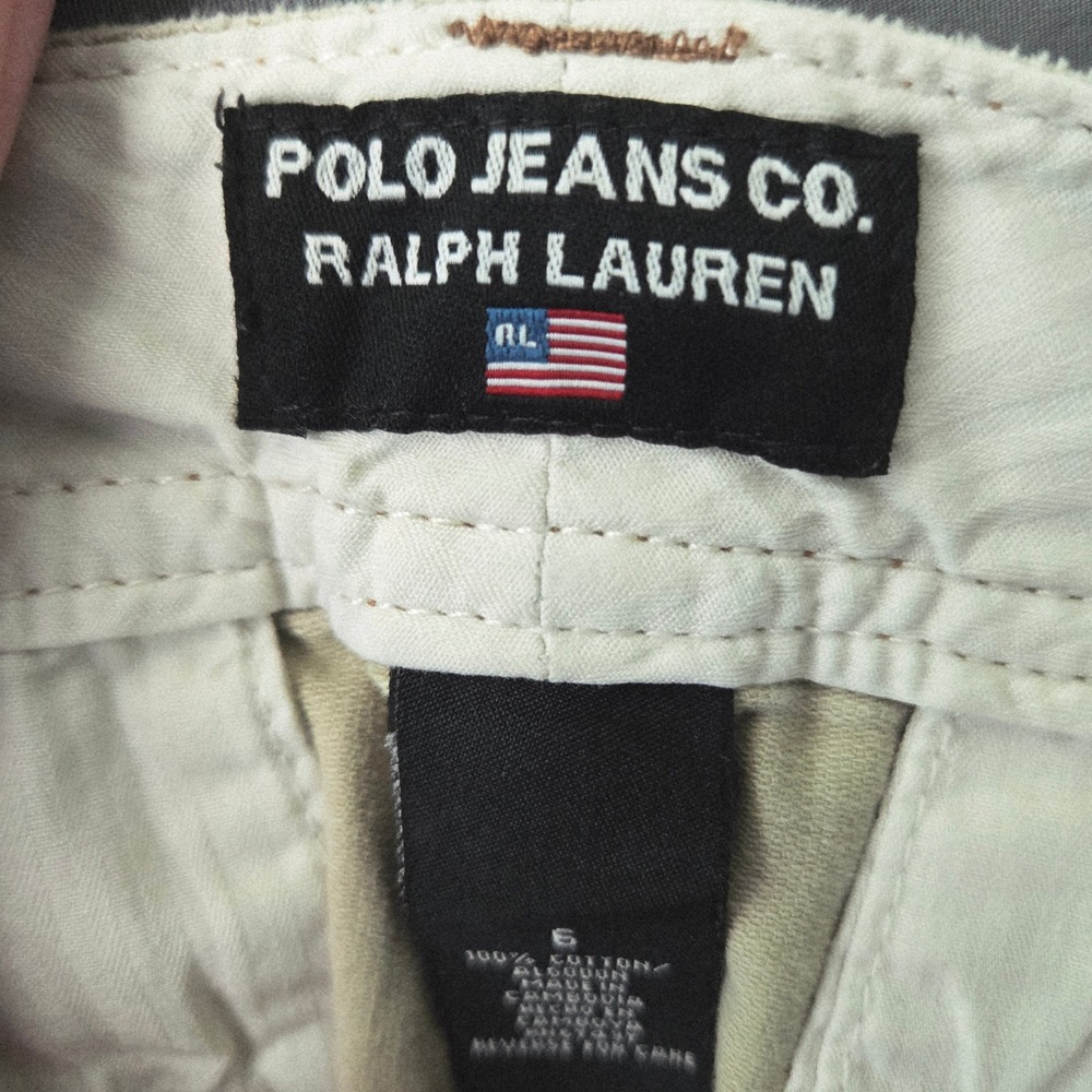 Polo Jeans Co Ralph Lauren Khaki Cargo Shorts Womens Size‎ 6 Cotton Utility - Picture 3 of 8